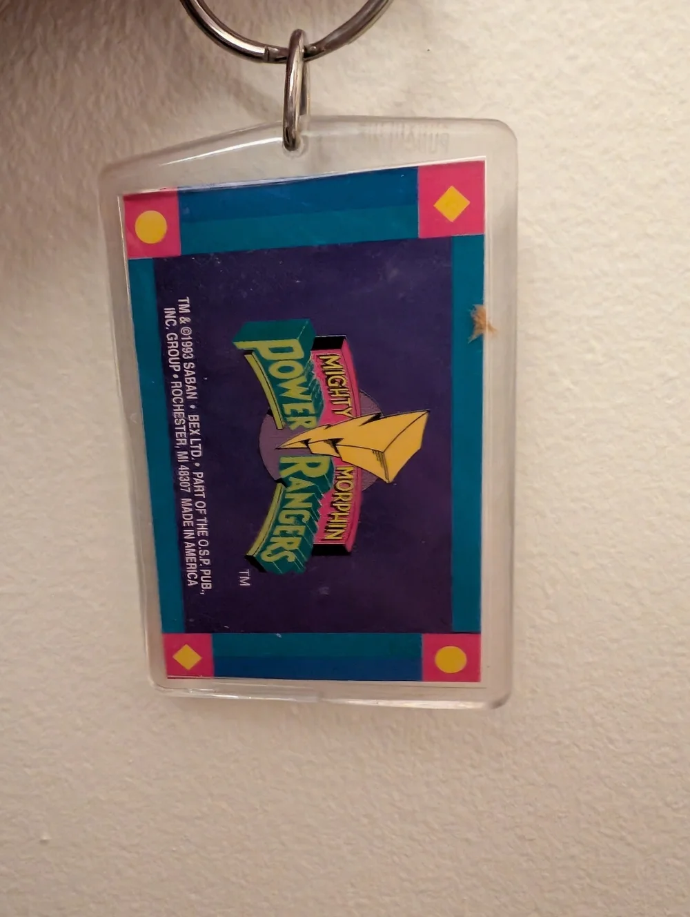 Vintage 1993 Mighty Morphin Power Rangers Logo Keychain